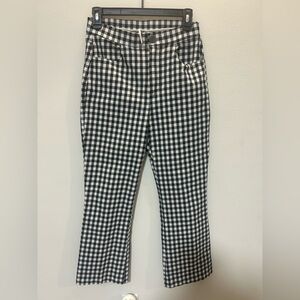 Free People Black and White Gingham Flare Jeans 0075
